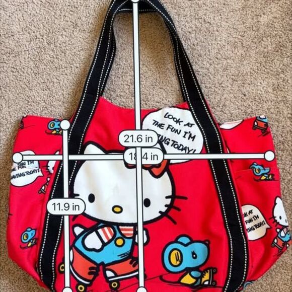 Hello Kitty Tote Bag – Red Roller Skating Design – Sanrio Shoulder Bag - Picture 10 of 10